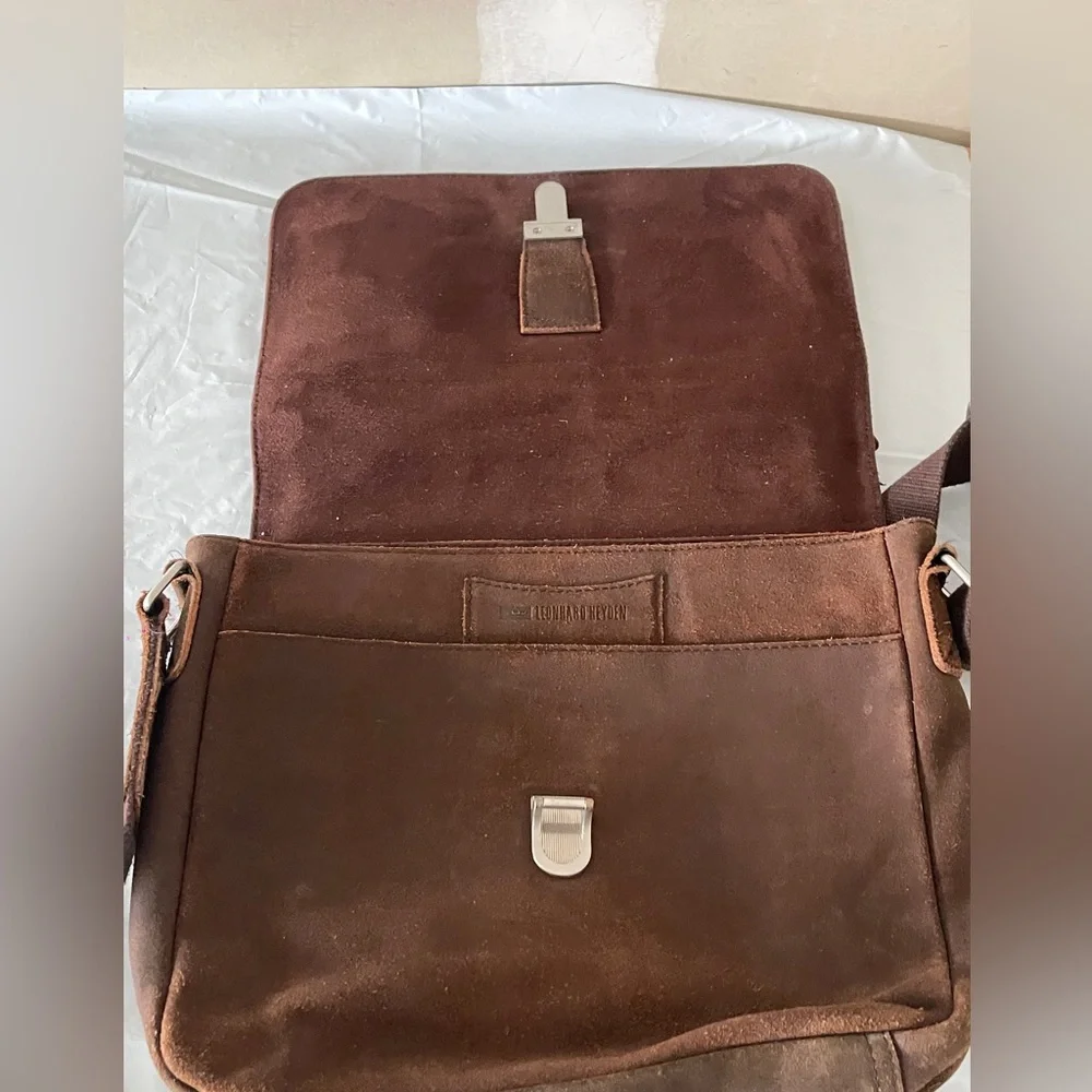 Leonhard Heyden Suede Brown Leather Messenger Bag